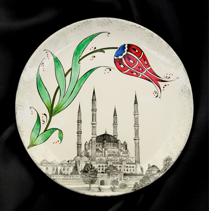 Selimiye Camii ve Lale Temalı Dekoratif Tabak 1